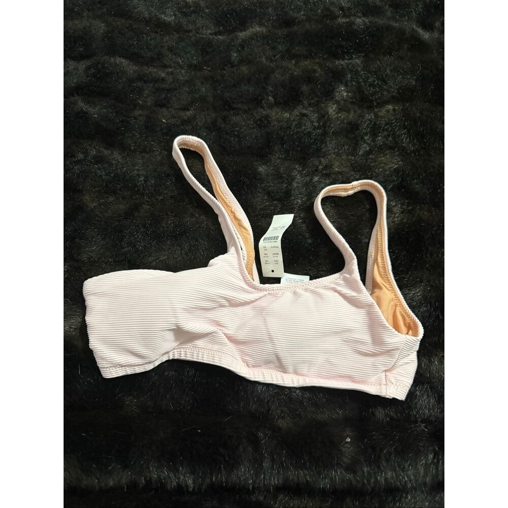 J. Crew Bikini Top NWT  Pink XS  Ribbed One Shoulder Double Strap BE807